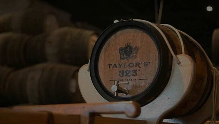 Taylor Fladgate Port wine barrel in a cellar in Douro, Portugal (Oporto)