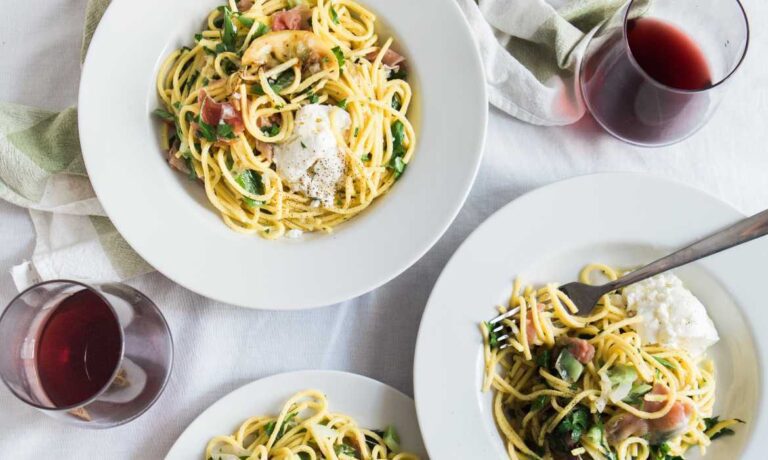 red wine and pasta