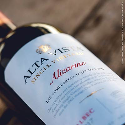 Alta Vista Alizarine Malbec red wine bottle from Argentina